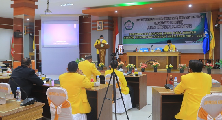 Rektor Unkhair Prof. Dr. Husen Alting, SH.MH Sampaikan Laporan Akhir Masa Jabatan Periode 2017-2021