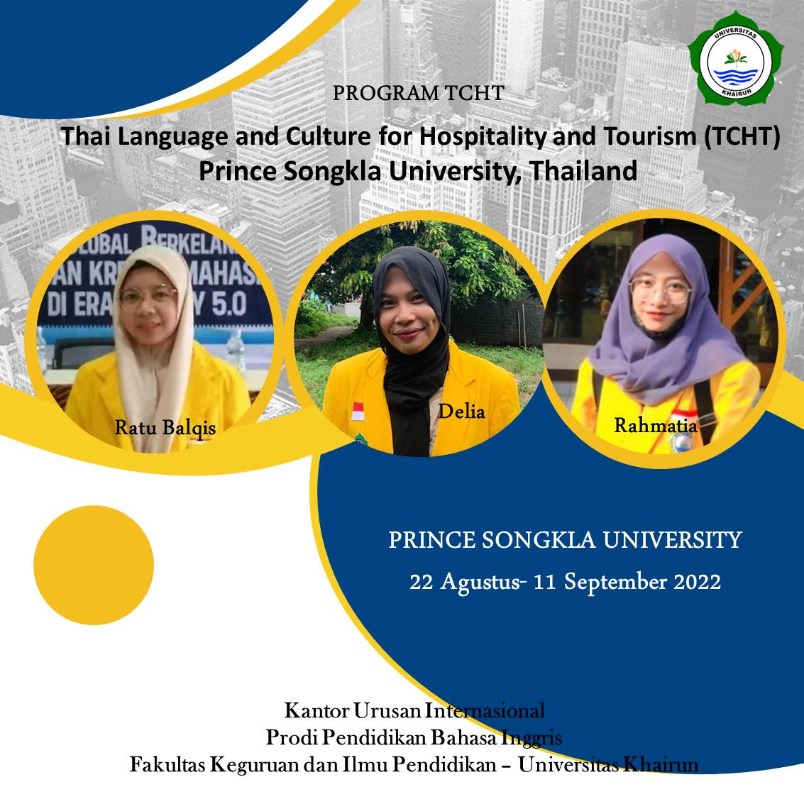 Tiga Mahasiswi Unkhair Kuliah di Prince Songhkla University Thailand