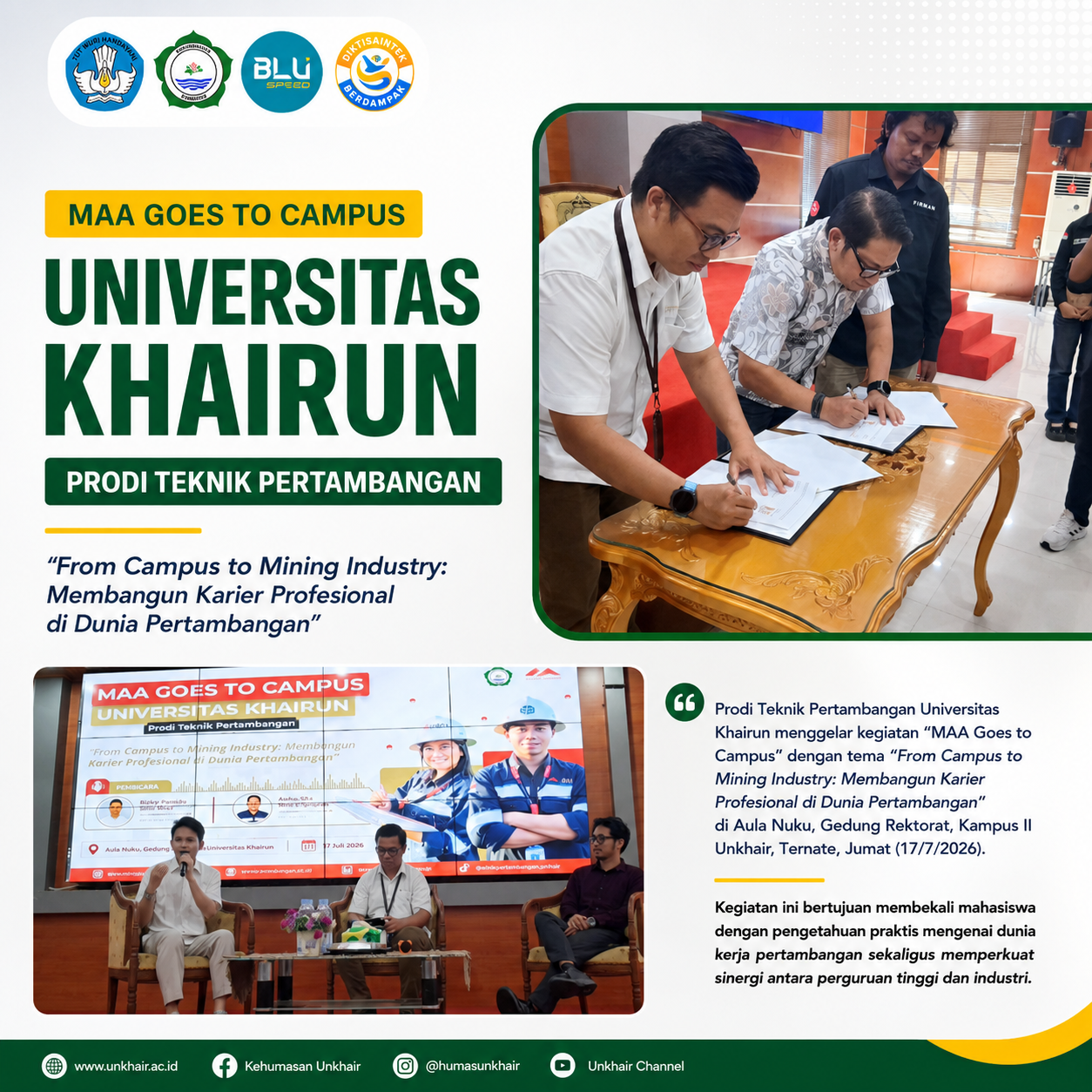 PT MAA Goes to Unkhair, Teknik Pertambangan Perkuat Link and Match dengan Industri Tambang